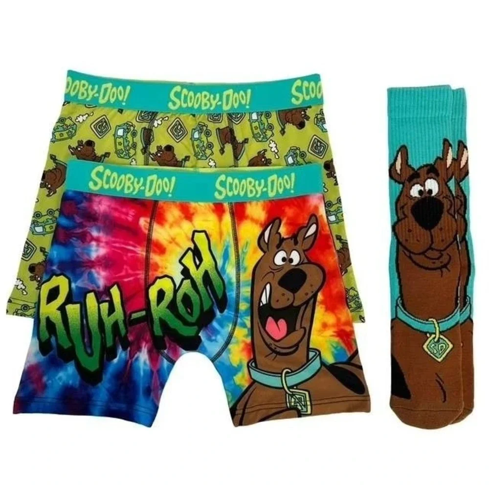 Scooby-Doo Mens 3pc Set 2 Pair Boxer Briefs 1 Pair Crew Socks Tie-Dye Medium NEW